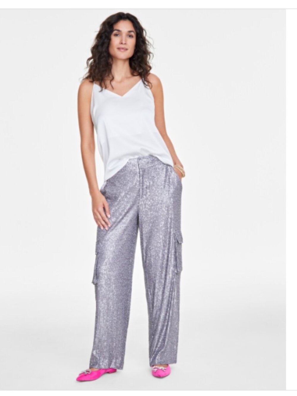On 34th Women's High Rise Sequin Cargo Pants